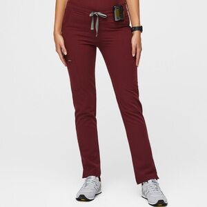 Figs Burgundy Yola Skinny Scrub Pants